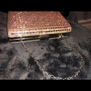 Rose gold bedazzled sparkly clutch